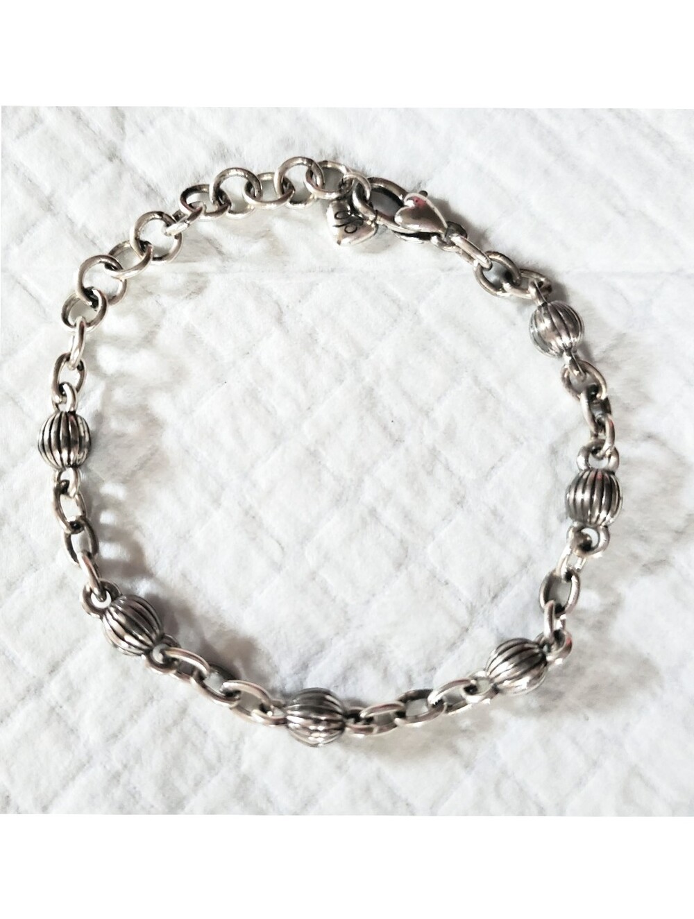 Brighton Starter Charm Bracelet Fluted Beads adjustable ~ 6 to 8 inch